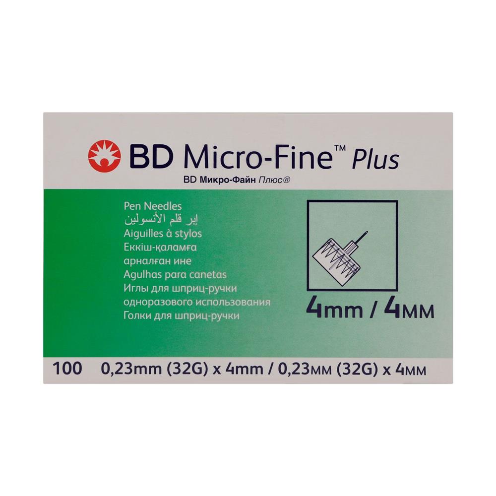 [68741] BD MICRO-FINE PLUS PEN NEEDLES 4 MM - بي دي مايكروفين بلس سن قلم | 4 مم | سنون اقلام انسولين معقمة | حقن امن وغير مؤلم لمرضي السكري