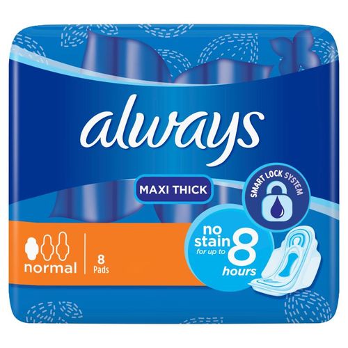 ALWAYS MAXI NORMAL NEW ORANGE - اولويز ماكسى عادية البرتقالية الجديد | 8 فوط | فوط صحية | حماية موثوقة ضد التسرب بنعومة قطنية وحجم عادى للملحقات اليومية