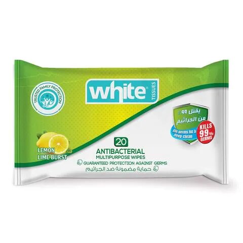 white antiseptic wipes lemon 20pcs