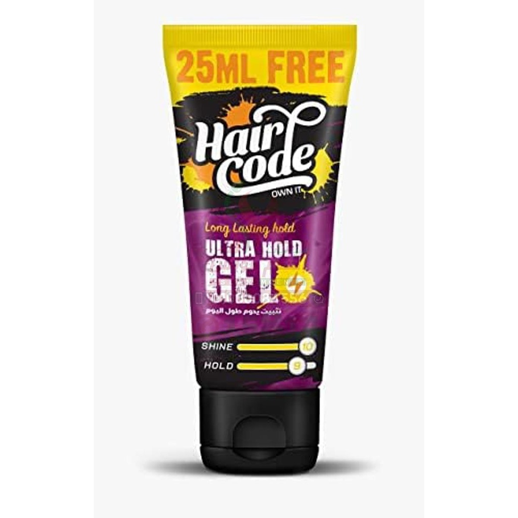 [35807] HAIR CODE ULTRA HOLD GEL 185 ML - هير كود جل الترا هولد | 185 مل | جل للشعر | تثبيت شديد وتصفيف الشعر