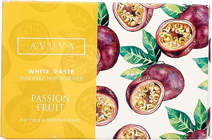 AVUVA WHITE PASTE PASSION FRUIT - افوفا وايت بيست بفاكهة العاطفة | 100 مل | عجينة بيضاء لازالة الشعر | ازالة الشعر من الجذور وتفتيح البشرة ومنح الجسم رائحة الفواكه الاستوائية المنعشة