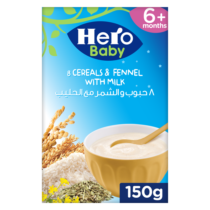 HERO BABY 8CEREAL&FINNEL WITH MILK 150GM