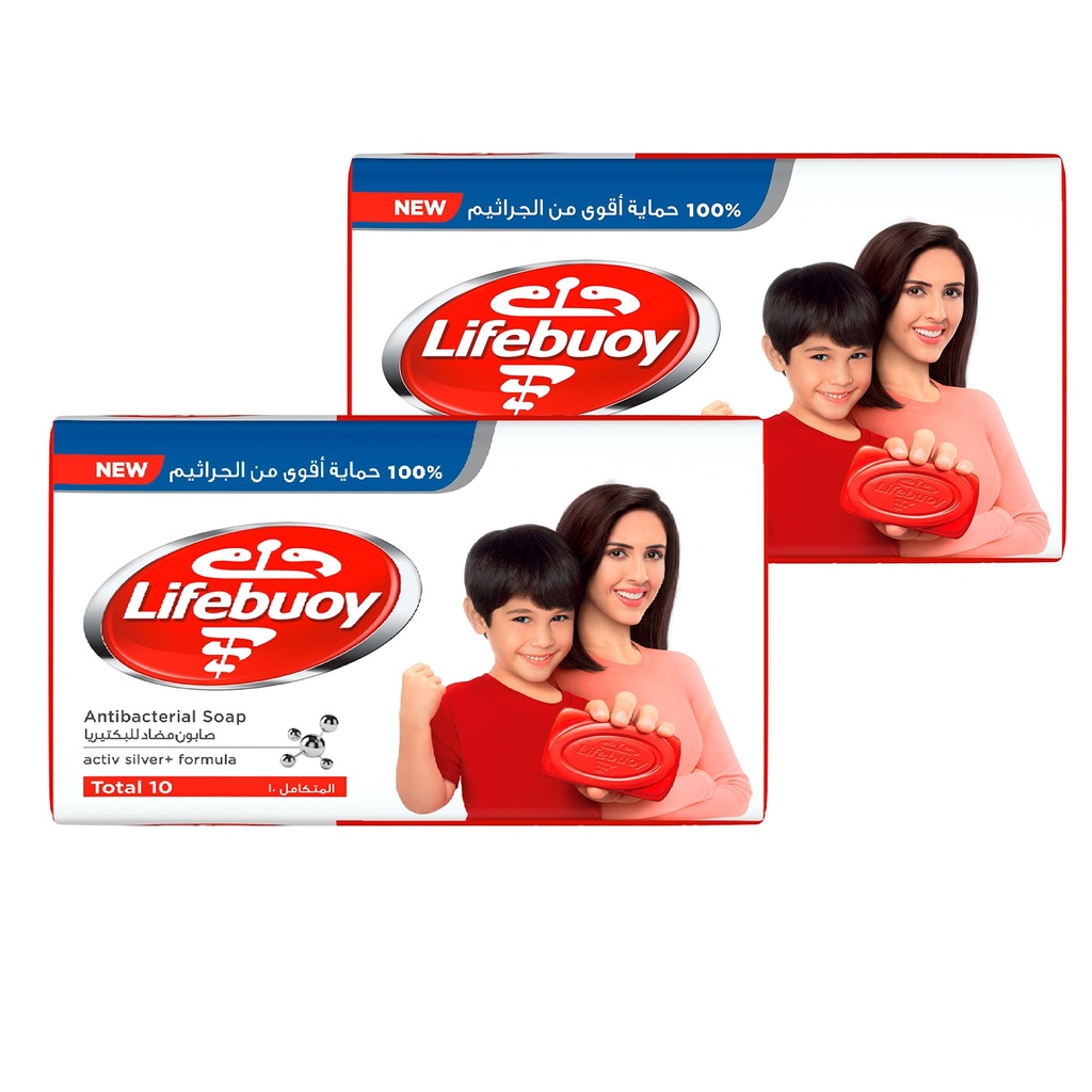 [71901] Lifebuoy Total 10 Soap Offer 2 Pcs - عرض صابون لايفبوي متكامل 10 قطعتين | 2 قطعة | صابون | حماية الجسم من الجراثيم