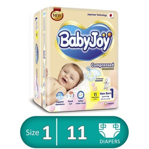 BABY JOY 1 NEWBORN 11 DIAPERS - بيبي جوي مقاس 1 | 11 حفاضة | حفاضات اطفال لحديثي الولادة | حماية فائقة للبشرة الحساسة ومنع التسريب