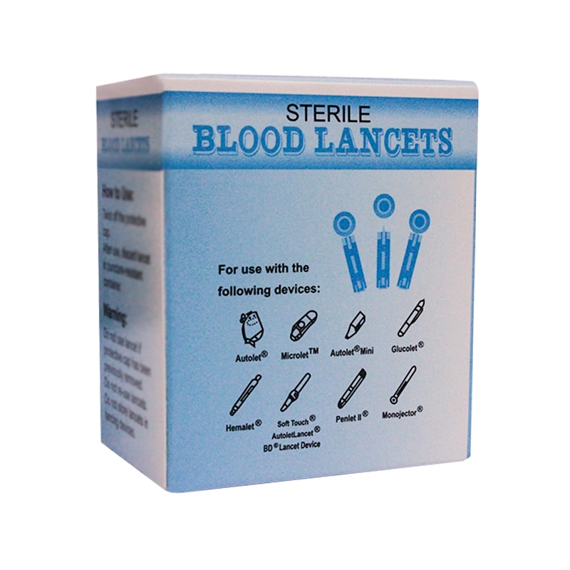 [29003] BLOOD LANCETS 100 STERILE PCS - سنون شكاكات قلم قياس السكر معقمة 100 قطعة | 100 قطعة | سنون معقمة | سحب عينة الدم لعمل فحص الجلوكوز اليومي