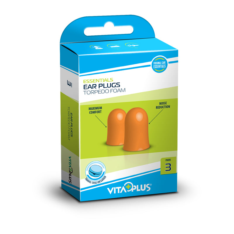 ESSENTIALS EAR PLUGS TORPEDO FOAM - اسينشالز سدادات اذن فوم توربيدو | 2 قطعة | سدادات | لتقليل الضوضاء وحماية الاذن