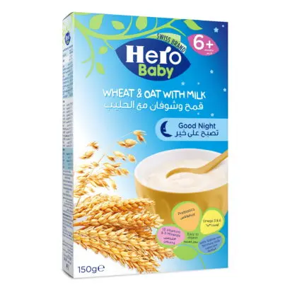 HERO BABY WHEAT & OAT FOLLOW ON MILK - هيرو بيبي قمح وشوفان مع لبن المتابعة | 150 ML | سائل | وجبة جاهزة مشبعة ومغذية للرضيع
