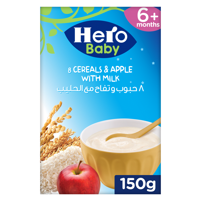 HERO BABY 8CEREAL&APPLE WITH MILK 150GM