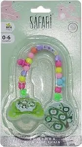 SAFARI SOOTHER WITH CLIP CHAIN 0-6 S120