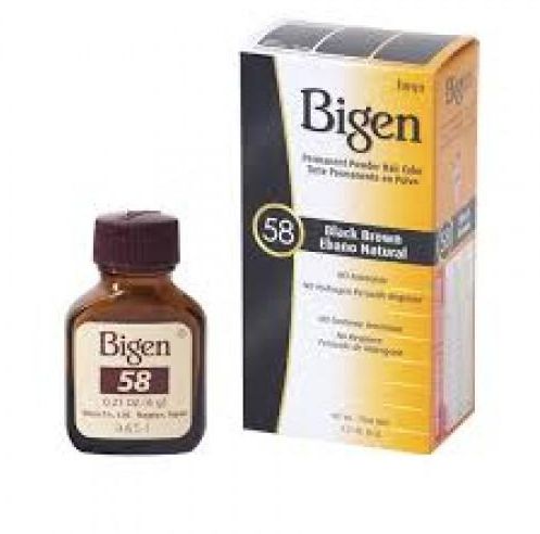 BIGEN PERMANENT POWDER HAIR COLOR BLACK BROWN 58 - بيجين صبغة شعر بودرة دائمة اسود بني 58 | 6 جم | بودرة صبغة شعر | صبغ الشعر وتغطية الشيب المثالية بدون امونيا