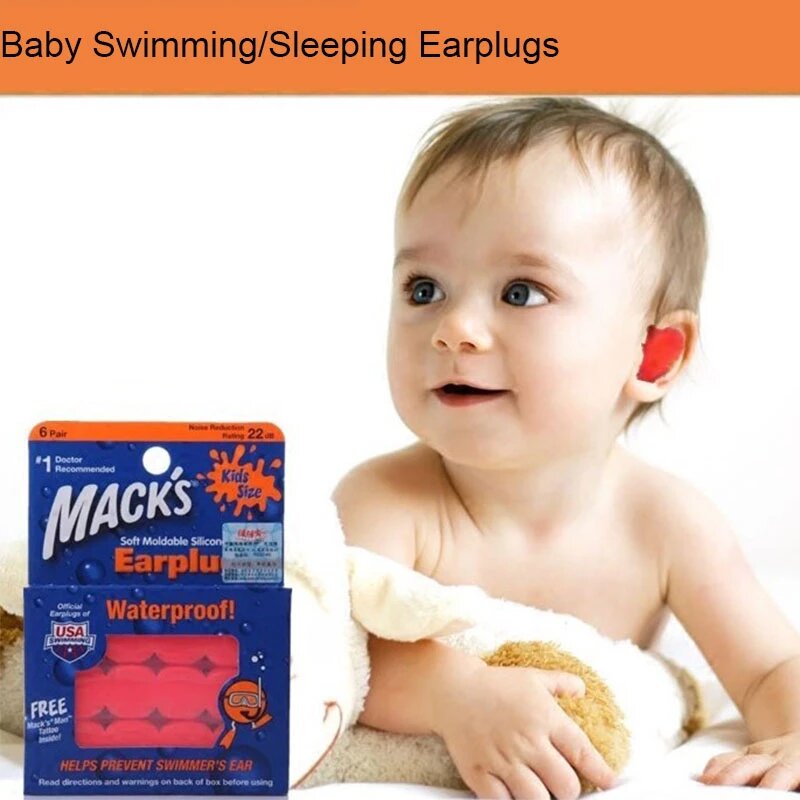 [58487] Mack's Kids Earplugs - سدادات اذن ماكس للاطفال | 6 اواج | سدادات سيليكون | حماية الاذن من المياه والضوضاء