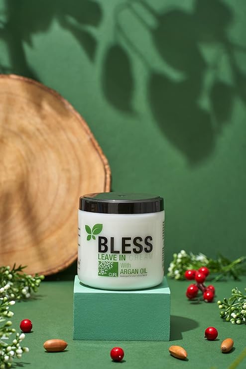 BLESS LEAVE IN CREAM ARGAN OIL CURL 450ML - بليس ليف ان كريم بزيت الارجان للشعر الكيرلي | 450 مل | ليف-ان | ترطيب وتحديد خصلات الشعر الكيرلي