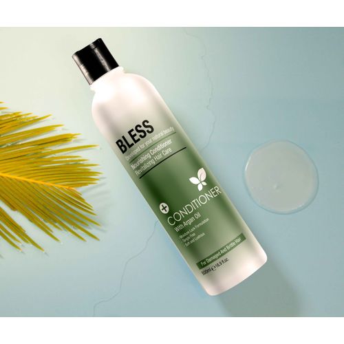 BLESS NOURISHING CONDITIONER WITH ARGAN OIL 500 ML - بليس بلسم مغذي للشعر بزيت الارجان | 500 مل | بلسم للشعر | ترطيب وتغذية خصلات الشعر الجاف والتالف وفك التشابك السريع والتخلص من الهيشان