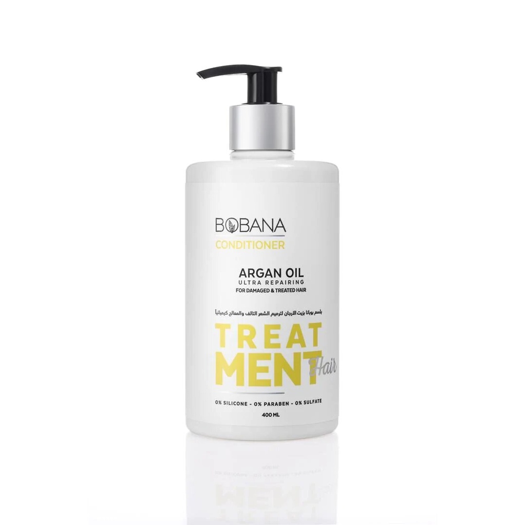 BOBANA ARGAN OIL TREATMENT CONDITIONER - بلسم بوبانا بزيت الارجان المعالج | 400 مل | بلسم شعر | ترطيب مكثف واصلاح خصلات الشعر التالفة والمعالجة كيميائيا