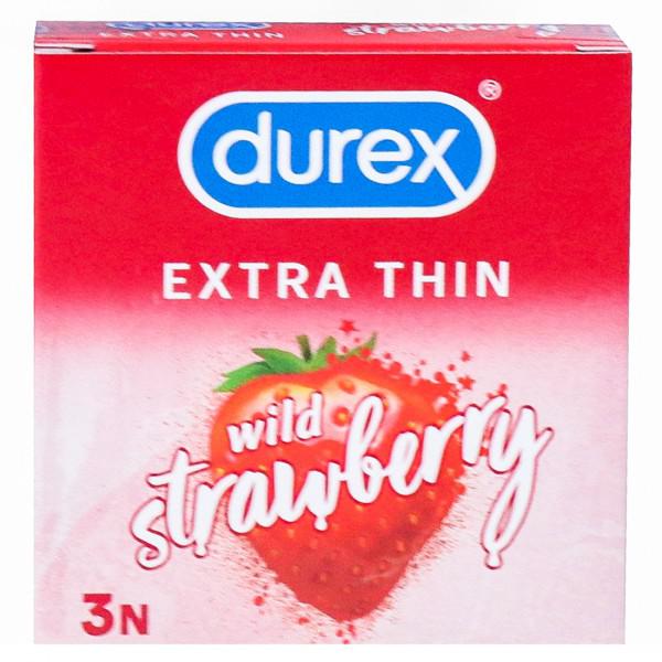 DUREX. EXTRA THIN wild strawberry 3 CONDOMS
