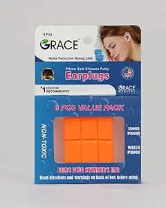 [57469] GRACE ADULT EAR PLUGS 6 PCS - سدادات اذن جريس للبالغين | 6 قطع | سدادات | لمنع دخول الماء والضوضاء