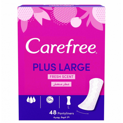 [74744] CAREFREE PLUS LARGE FRESH SCENT 48S - كير فري بلس فوط يومية منعشة | 48 فوطة | فوط صحية يومية | لامتصاص الافرازات والتحكم في الروائح