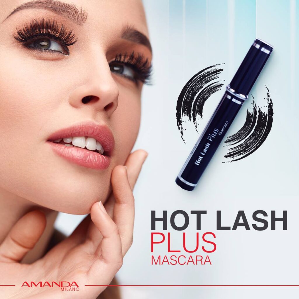 AMANDA HOT LASH PLUS MASCARA - اماندا هوت لاش بلس ماسكارا | 1 قطعة | مستحضر تجميل | تكثيف الرموش دراماتيكيا ورفعها بدقة بلون اسود فاحم