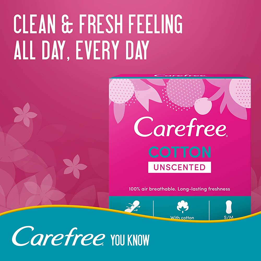 [77186] CAREFREE PERFUME FREE 100 PADS - كيرفري فوط يومية خالية من العطور | 100 فوطة | فوط | حماية يومية وانتعاش جاف