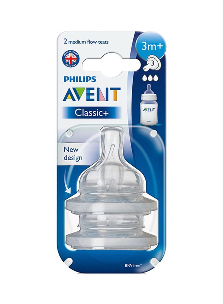 PHILIPS AVENT NATURAL NIPPLE 3M MEDIUM FLOW 2 PCS - فيليبس افينت ناتشورال حلمة 3 شهور فاكثر تدفق متوسط قطعتين | قطعتين رقم 3 | مستلزم طبي ومستحضر اطفال | تغذية طبيعية ومريحة للرضع ومنع المغص والغازات