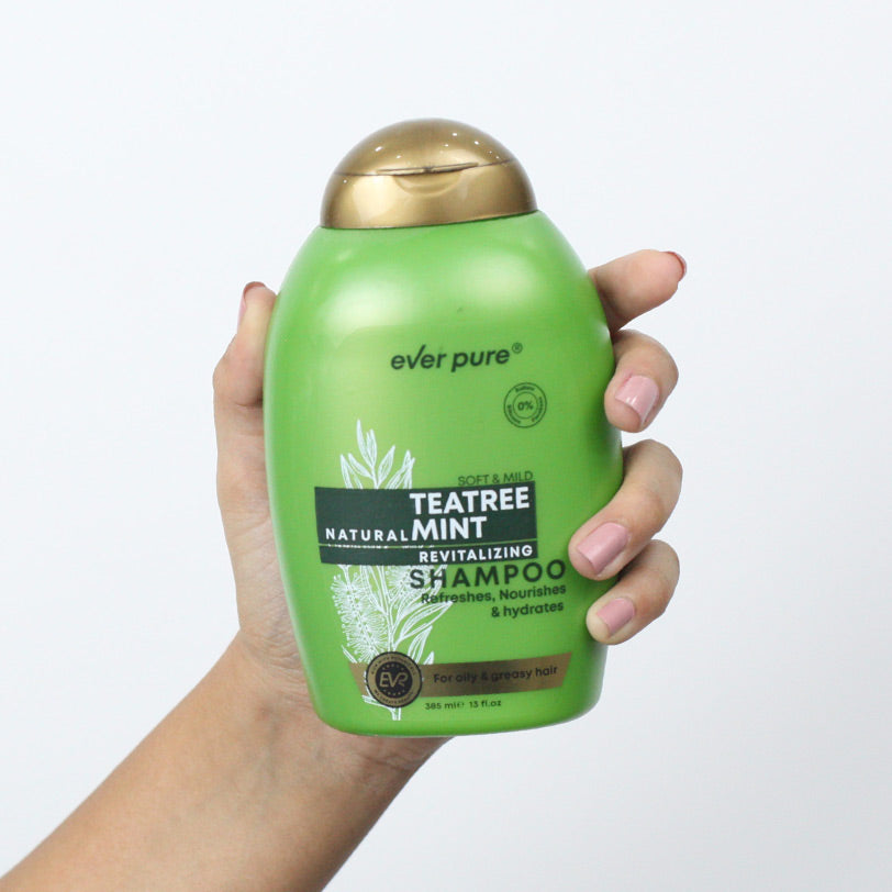 [70090] EVER PURE SHAMPOO TEATREE MINT 385 ML - ايفر بيور شامبو شجرة الشاي والنعناع | 385 مل | شامبو | لتطهير الفروة وازالة القشرة