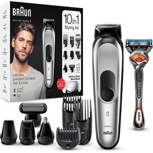 BRAUN ALL IN ONE TRIMMER 10 IN 1 MGK7220 - ماكينة حلاقة براون الكل في واحد 10 في 1 الاصدار MGK7220 | طقم العناية المتكامل | ماكينة تشذيب وحلاقة كهربائية | تصفيف وتشذيب شعر الرأس والوجه والجسم بدقة واحترافية