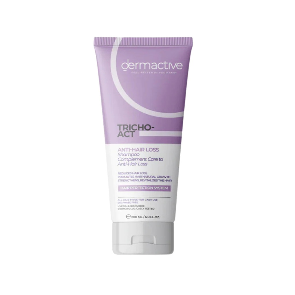 DERMA ACTIVE TRICHO ACT ANTI HAIR LOSS SHAMPOO - ديرما اكتف تريكو اكت شامبو | 200 مل | شامبو طبى | لمنع تساقط الشعر وتغذية الجذور