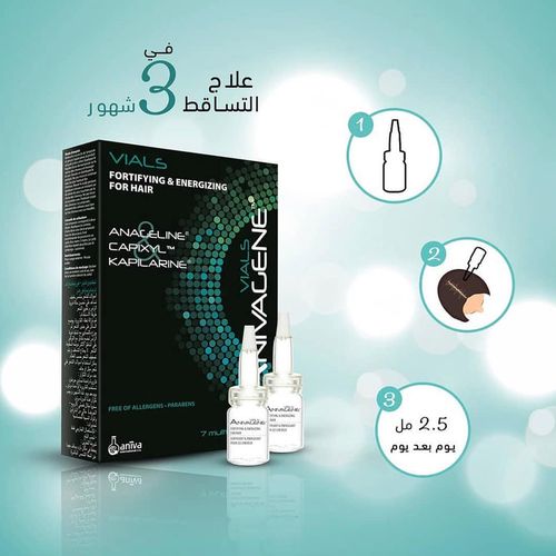 Anivagene Ampoules 7Vials - انيفاجين امبولات | 7 امبولات × 5 مل | امبولات موضعية | تحفيز نمو الشعر ومنع التساقط