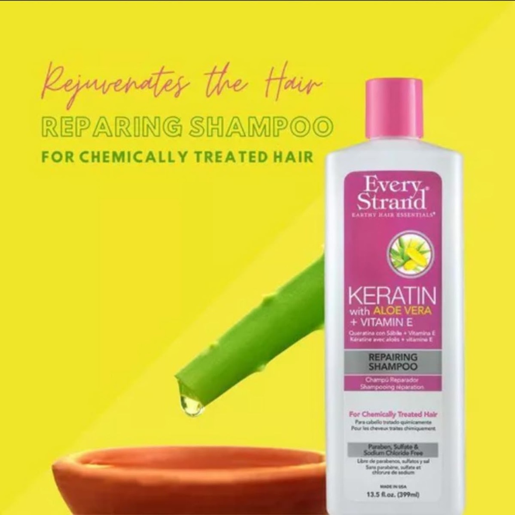 Every Strand SHAMPO KERATIN ALOE VERA E 399ML NEW