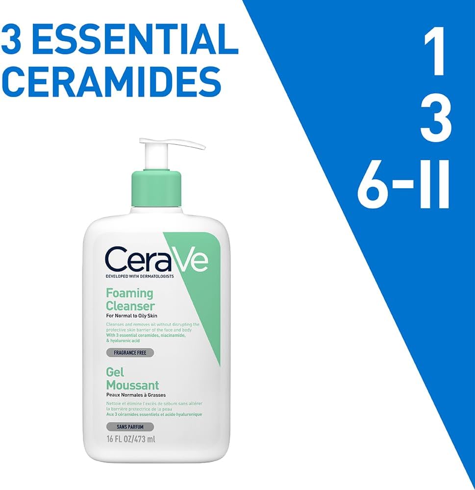[76034] CERAVE FOAMING CLEANSER GEL - سيرافي غسول رغوي للبشرة العادية الى الدهنية | 473 مل | غسول | لتنظيف وازالة الدهون الزائدة