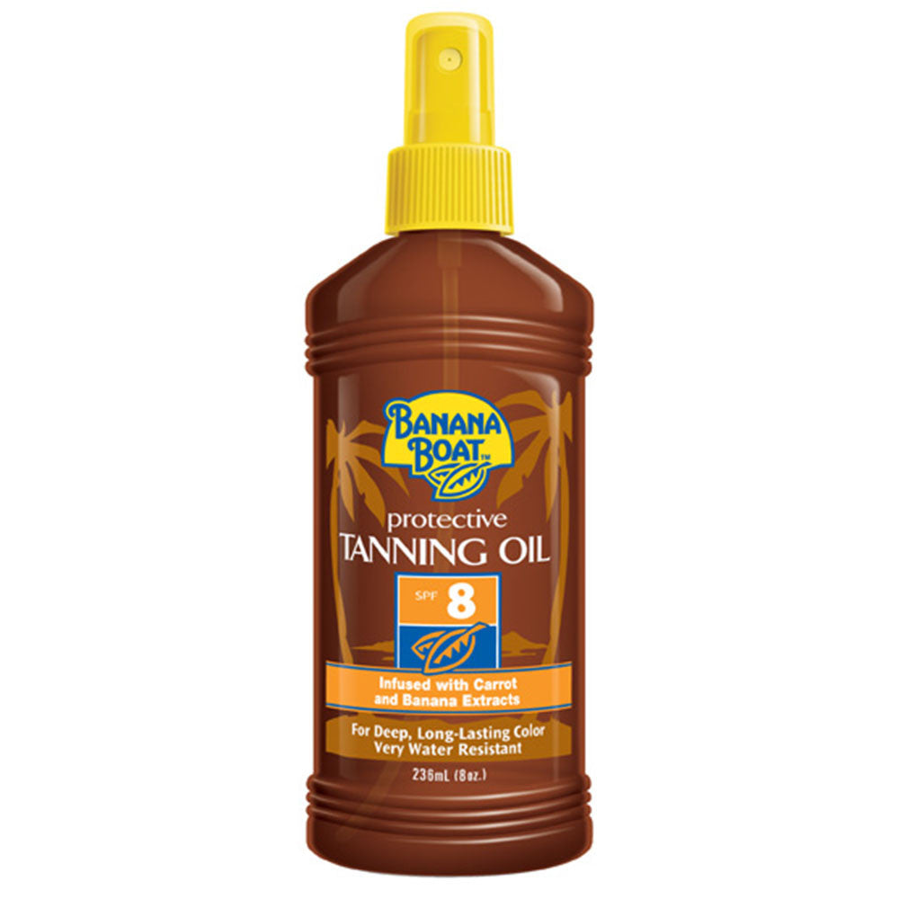 BANANA BOAT TANNING OIL SPF 8 236 ML - بنانا بوت تانينج اويل | 236 مل | زيت تسمير الجسم ومقاوم للشمس | لون برونزي ذهبي عميق مع حماية خفيفة ضد الحروق
