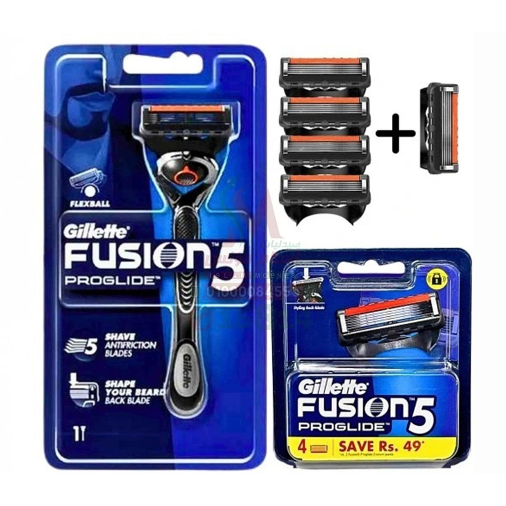 GILLETTE FUSION 5 RAZOR CARTRIDGES - جيليت فيوجن 5 | 1 ماكينة و 5 غيارات | ماكينة | حلاقة دقيقة ومريحة