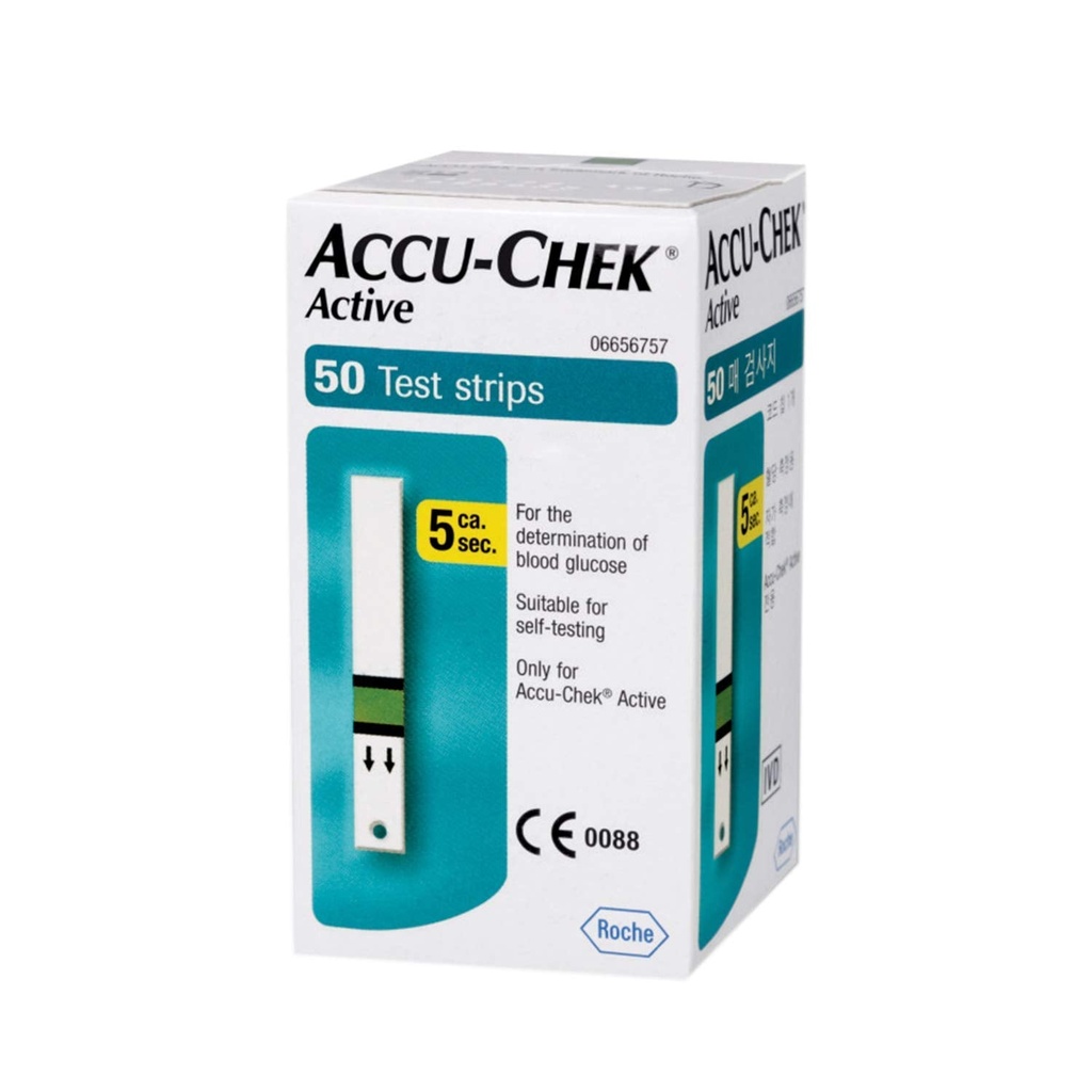 [50178] ACCU CHEK ACTIVE 50 TEST STRIPS - اكو تشيك اكتيف 50 شريط | 50 شريط اختبار | شرائط اختبار قياس السكر | مراقبة مستويات الجلوكوز في الدم بدقة وسرعة بالمنزل