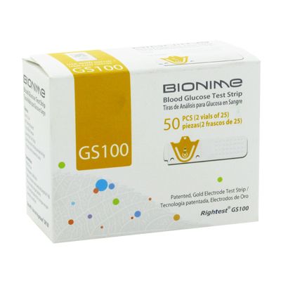 BIONIME GM 100 STRIPS 50 PCS - بيونيم شرائط قياس السكر في الدم 50 قطعة | 50 شريط | شرائط اختبار | قياس دقيق لنسبة الجلوكوز في الدم ومتابعة مرضى السكر