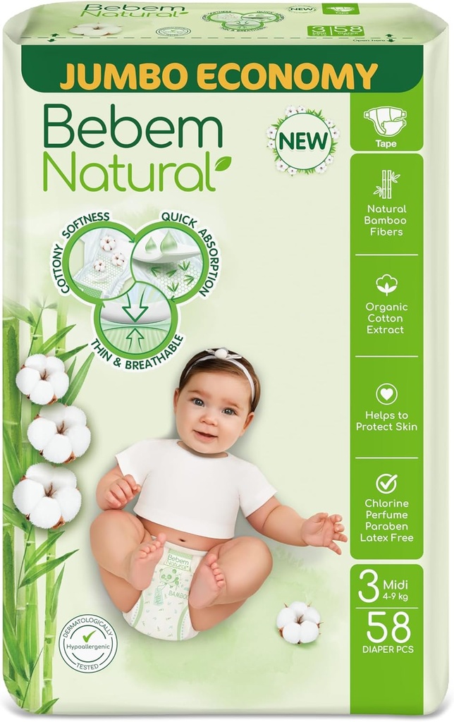 BEBEM NATURAL SIZE3 58PCS