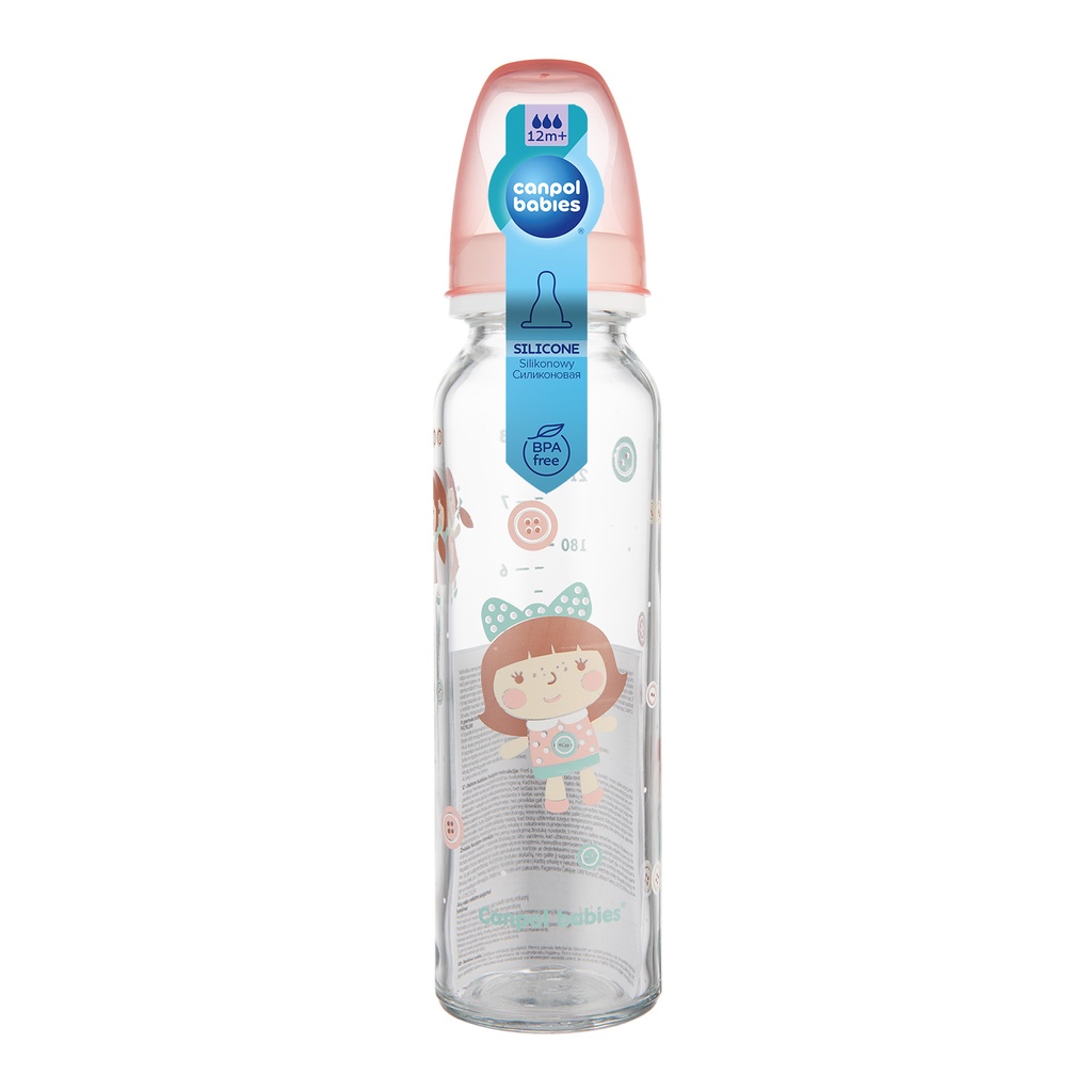 CANPOL GLASS BOTTLE 240 ML +12M