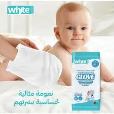 [78092] White Wet Wipes Baby gloves