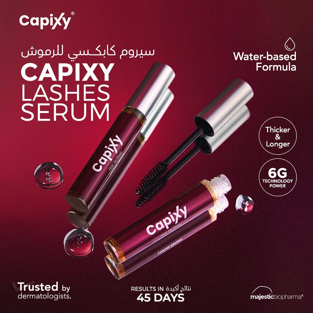 CAPIXY HAIR FERTILIZER LASHES SERUM 10ML - كابيكسي هير فيرتيلايزر سيروم للرموش | 10 مل | سيروم مغذي ومكثف | لتطويل وتقوية الرموش والحواجب