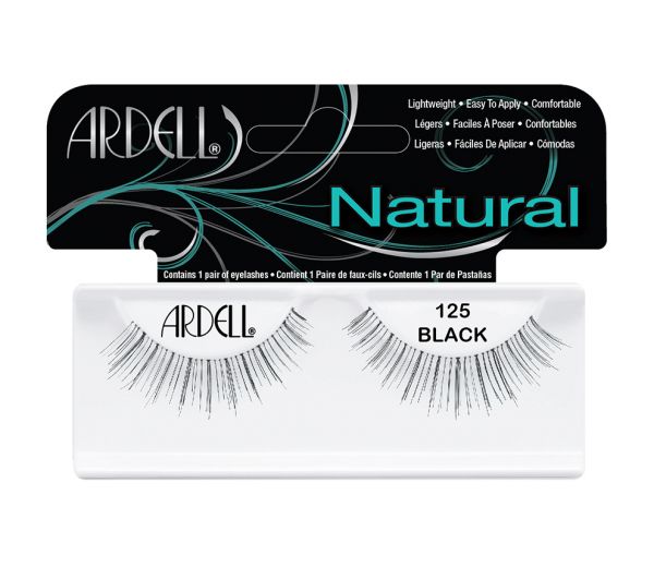 ARDELL NATURAL 125 BLACK - ارديل ناتشورال 125 اسود | زوج واحد | رموش صناعية للتجميل | زيادة طول وحجم الرموش بنمط ويسبي متقاطع واطلالة سوداء طبيعية ومريحة ملائمة للاستخدام اليومي