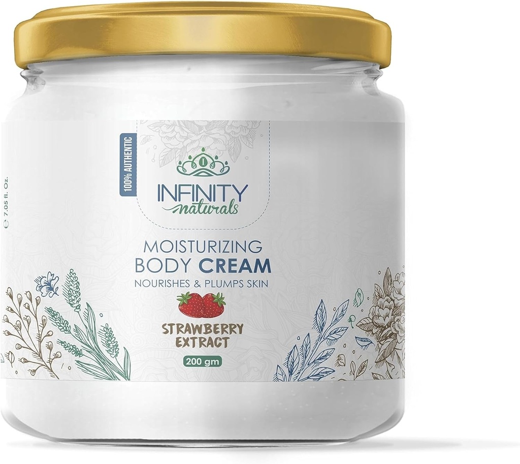 INFINITY MOISTURIZING BODY CREAM STRAWBERRY - انفنتي مويستشرايزنج بودي كريم فراولة | 250 مل | كريم | لترطيب وتنعيم الجسم
