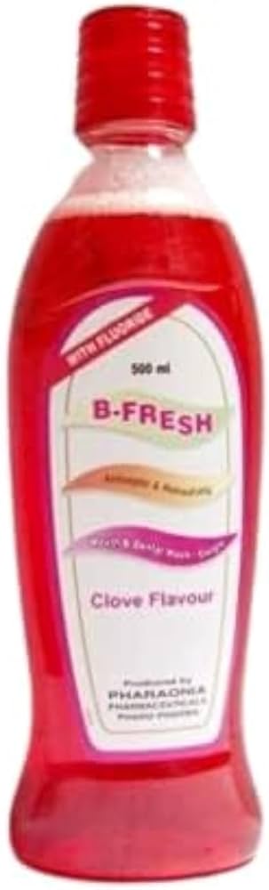 B-FRESH MOUTHWASH CLOVE 500 ML red