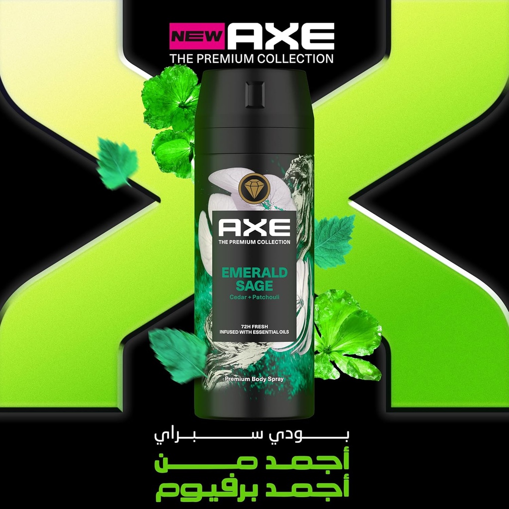 [78705] axe emerald sage premium body spray 150ml