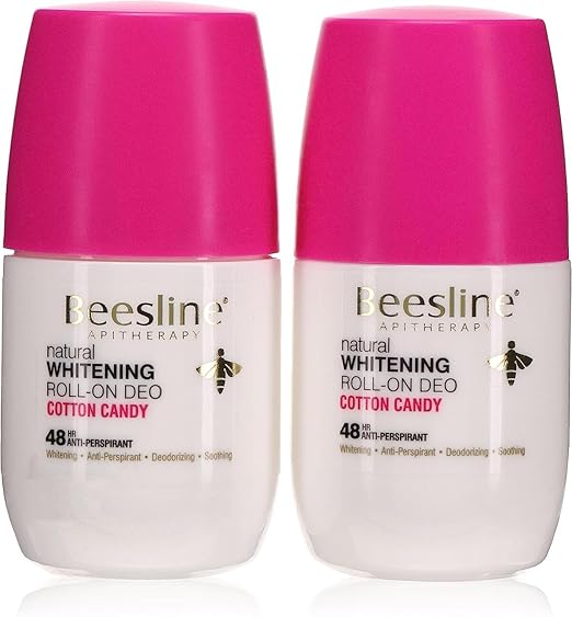 BEESLINE WHITENING ROLL-ON COTTON CANDY 50ML OFFER - عرض بيزلين رول اون غزل البنات | 50 مل قطعتين | رول اون | لتفتيح الابط ومقاومة التعرق