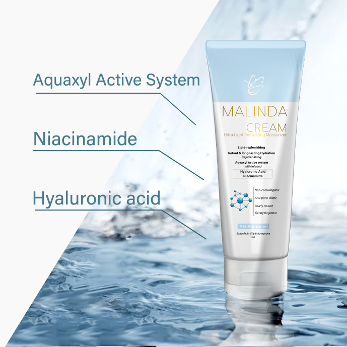 [78024] MALINDA MOISTURIZING CREAM FOR OILY SKIN - ماليندا كريم مرطب للبشرة الدهنية | 50 جم | كريم | ترطيب البشرة الدهنية والمختلطة وتنظيم الافرازات الدهنية ومنع لمعان الوجه