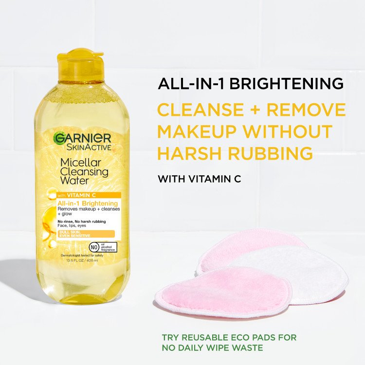 GARNIER SKINACTIVE MICELLAR CLEANSING WATER VITAMIN C - غارنييه | 400 مل | محلول | تنظيف البشرة واشراقها
