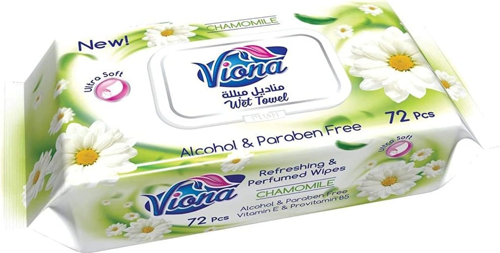 [75523] viona baby wet towel  72pcs chamomile