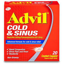 ADVIL COLD AND SINUS 20 Tablets - ادفيل كولد اند سينس | 20 قرص | اقراص مغلفة | التخفيف السريع والفعال لاعراض نزلات البرد واحتقان الجيوب الانفية