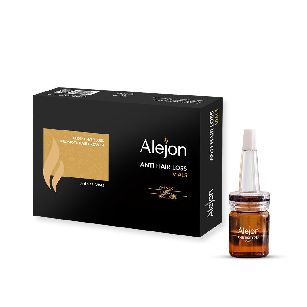 ALEJON ANTI HAIR LOSS 15 VIALS 3 ML - اليجون لمكافحة تساقط الشعر 15 فيال 3 مل | 3 مل | امبولات موضعية لفروة الراس | تحفيز نمو الشعر وايقاف التساقط الوراثي والتفاعلي