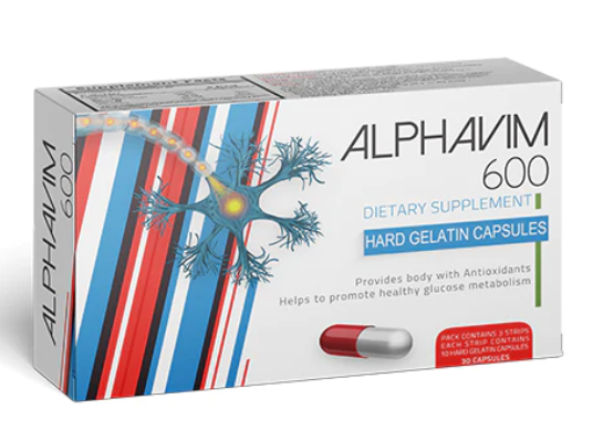 ALPHAVIM 600 mg 30 Capsules - الفافيم 600 مجم | 30 كبسولة | كبسولات جيلاتينية صلبة | حماية دعم صحة الاعصاب الطرفية ومضاد قوى للاكسدة