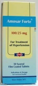 AMOSAR FORET 100/25 MG 30 TAB - أموسار فورت 100/25 مجم أقراص | لعلاج ارتفاع ضغط الدم وحماية القلب